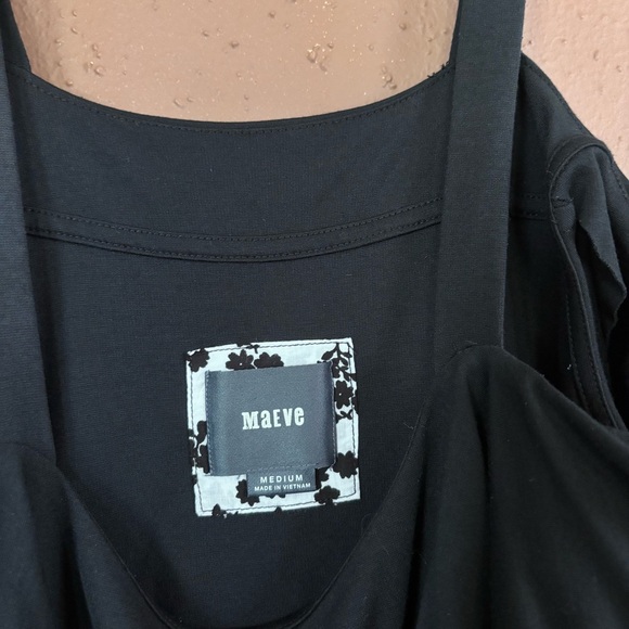 Anthropology Maeve black Stretch Off The Shoulder Ruffle Swing Dress size M - Picture 4 of 8